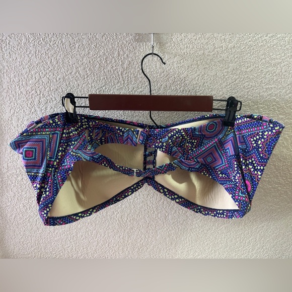 Swimsuits For All Purple Geometric Lattice Front Strapless Bandeau Bikini Top 24 - Picture 5 of 7